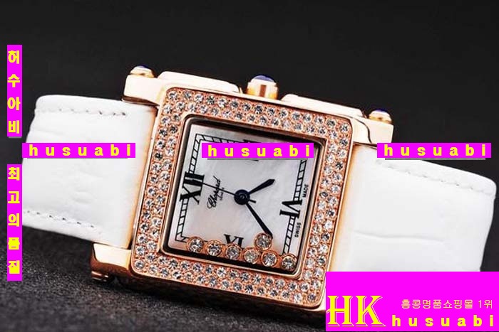 ĵ ڽð Replica Chopard Japanese Quartz MOVEMENT 18k Yellow gold Case Bezel Crown White Bracelet Women. sa-3